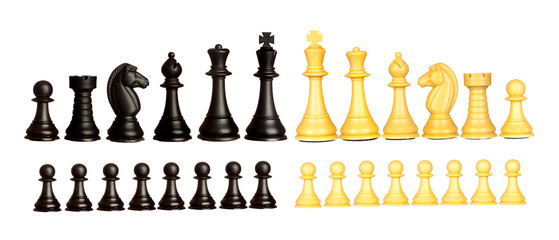 Set of black and white chess pieces