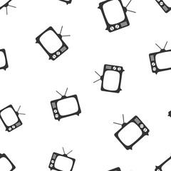Tv icon seamless pattern background. Business flat vector illustration. Television sign symbol pattern.