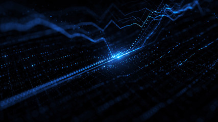 3d render background with graph. Dots form up and down graph forms. Digital finance concept. © Alexey Brin