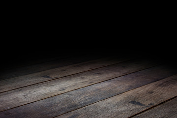 floor wood Dark Plank wood floor texture perspective background for display or montage of...