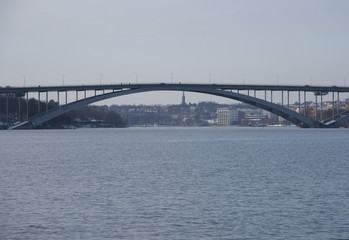  Long bridge in Stockholm at the smal islands Essingen