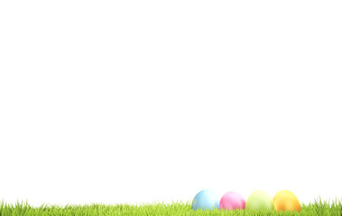 Easter eggs and green grass 3d rendering background