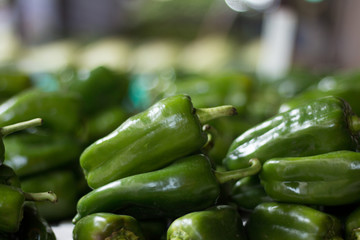 Green peppers for sale at the Fair