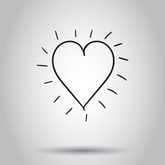 Hand drawn heart icon. Vector illustration on isolated background. Business concept love heart pictogram.