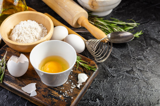 Ingredients for pie, bread or pasta