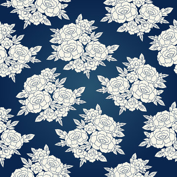 Peony japanese pattern seamless vector. Oriental floral background. Blue vintage flowers print for kimono fabric, fashion woman clothing, silk scarf or dress textile, interior home wallpaper.
