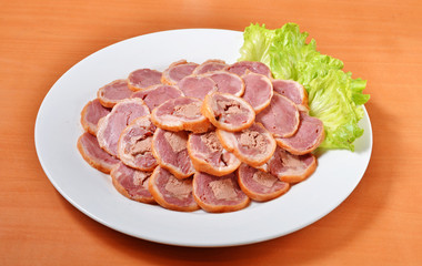 Close up of  duck meat rolls     