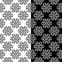 Fototapeta premium Black and white floral seamless patterns. Set of backgrounds