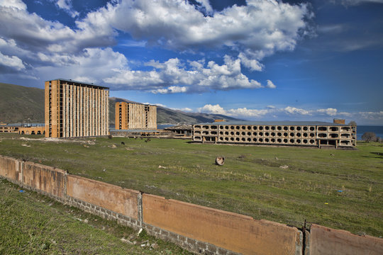 abandoned tourist resorts at Lake Sevan, Armenia