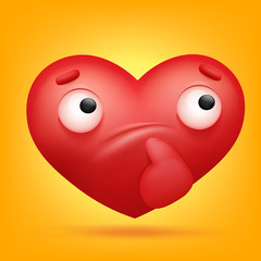 thoughtful emoji heart cartoon character icon