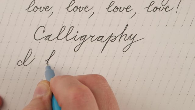 doing calligraphy exercises