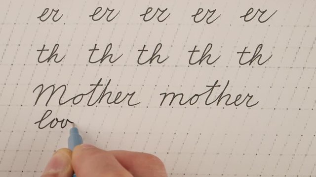 doing calligraphy exercises