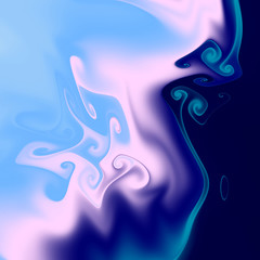 Abstract colorful chaotic zigzag pattern. Fantasy pink and blue waves. Digital fractal art. 3D rendering.