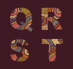 Vector letters set Q-T