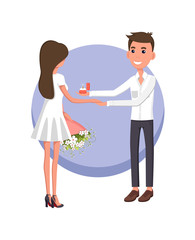 Boyfriend Making Proposal, Vector Illustration