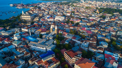 Naklejka premium Aerial. Stone town, Zanzibar, Tanzania.