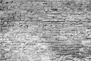 Black and white old brick big wall texture background