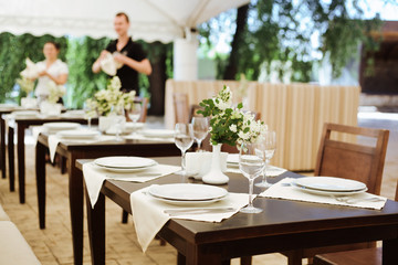 Restaurant table setting.