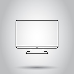 Computer monitor in line style icon. Vector illustration on isolated background. Business concept tv monitor pictogram.