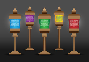 Concept and idea color lamp infographic. Vector EPS10