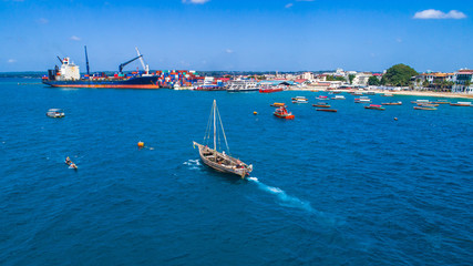 Aerial. Stone town, Zanzibar, Tanzania.