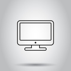 Computer monitor icon in line style. Vector illustration on isolated background. Business concept tv monitor pictogram.