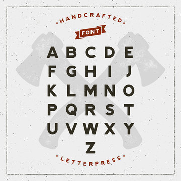 vintage retro handcrafted font with letterpress effect. vector illustration