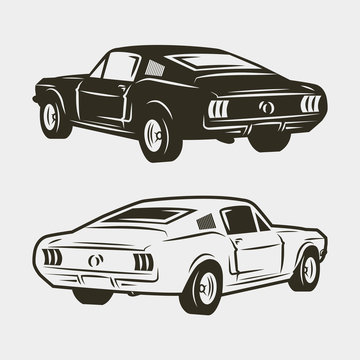 muscle car isolated on white background. vector illustration