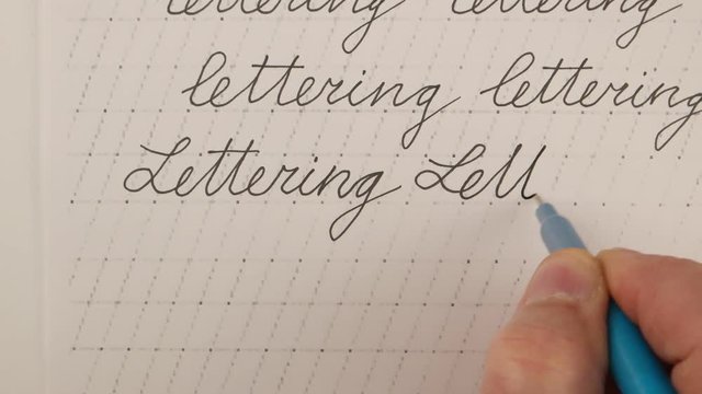 doing calligraphy exercises