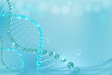 science concept, blue background with space for text for cosmetic or healthcare product, illustration vector.