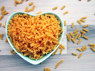 pasta on a wooden floor.food 