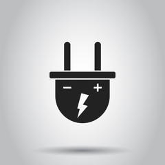 Plug socket icon. Vector illustration on isolated background. Business concept power wire cable pictogram.