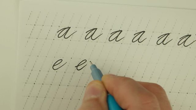 doing calligraphy exercises