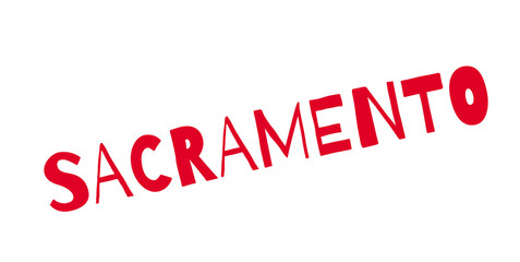 Sacramento rubber stamp. Grunge design with dust scratches. Effects can be easily removed for a clean, crisp look. Color is easily changed.