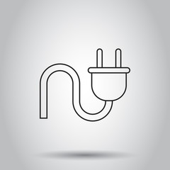 Plug socket icon in line style. Vector illustration on isolated background. Business concept power wire cable pictogram.