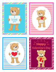 I Love You and Me Teddy Bears Vector