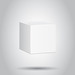 Blank white carton 3d box icon. Vector illustration on isolated background. Business concept box package mockup pictogram.
