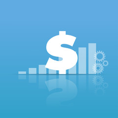 Vector of Dollar sign with stock financial indices. Financial stock market in accounting market economy analysis.