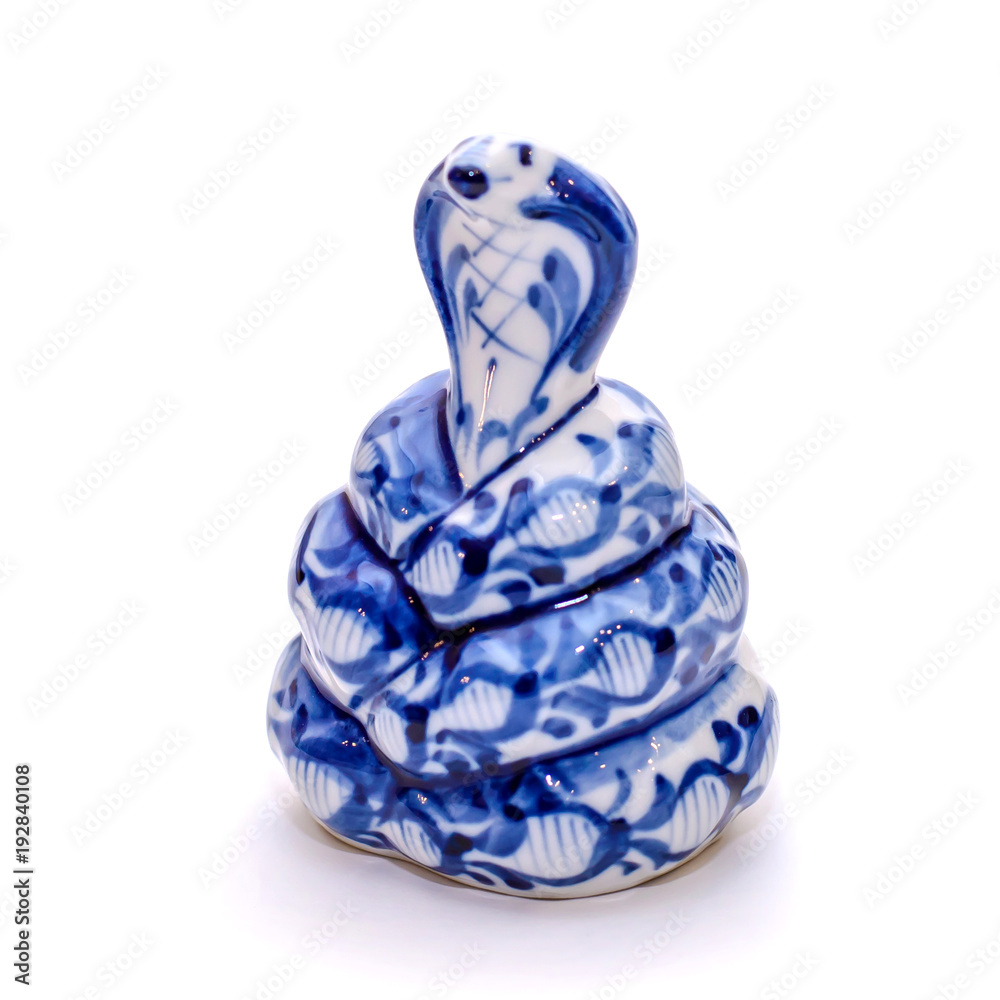 Wall mural Porcelain figurine of a snake, cobra in Gzhel style