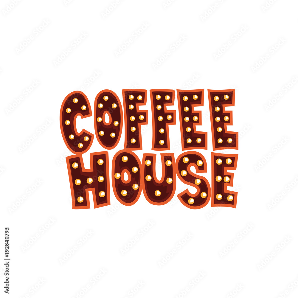 Poster Coffee house intage cafe sign cartoon vector Illustration on a white background