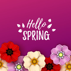 Colorful spring background with beautiful flowers. Vector illustration