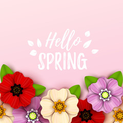 Colorful spring background with beautiful flowers. Vector illustration