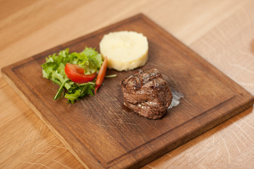 Dish for the restaurant,  grilled steak