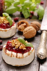 Grilled cheese with cranberry jam and walnuts