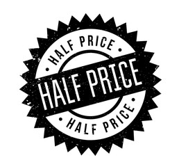 Half Price rubber stamp. Grunge design with dust scratches. Effects can be easily removed for a clean, crisp look. Color is easily changed.