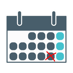 Vector illustration of an icon. Training, education. A calendar with the marked date.