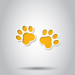 Fototapeta na wymiar Paw print animal icon. Vector illustration on isolated background. Business concept dog or cat pawprint pictogram.