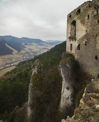 Fototapeta na wymiar Viewpoint, old castle, Lietava, Slovakia
