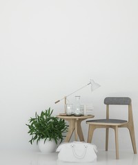The relax space furniture 3d rendering and background white decoration