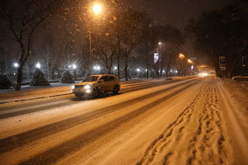 winter road night